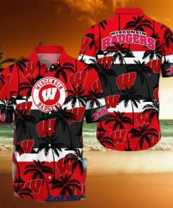 Wisconsin Badgers America Sunset Coconut Silhouette Hawaiian Shirt