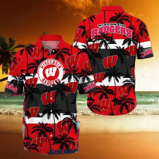 Wisconsin Badgers America Sunset Coconut Silhouette Hawaiian Shirt