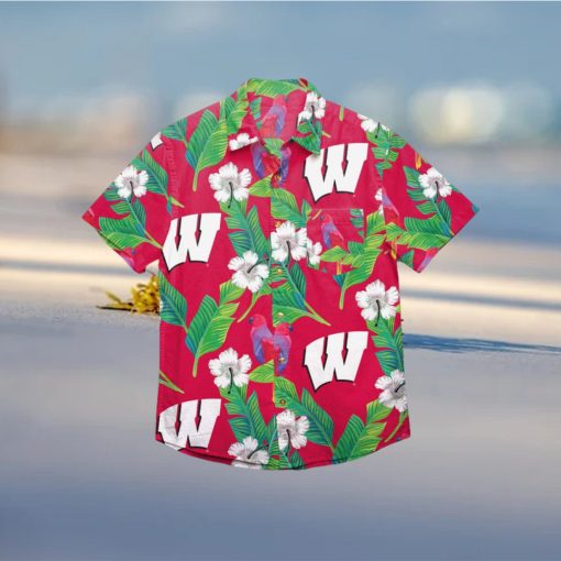 Wisconsin Badgers Floral Hawaiian Shirt