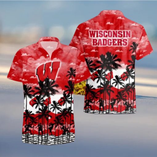 Wisconsin Badgers Palms Tree Hawaiian Shirt