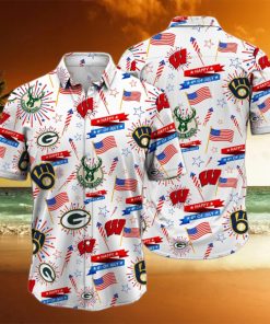 Wisconsin Sports Happy 4th Of July Hawaiian Shirt, Wisconsin Sports Hawaiian Shirt