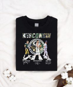 Wisconsin Sports Teams Abbey Road Brett Lorenzo Favre Giannis Antetokounmpo And Robin R Yount Signature Shirt