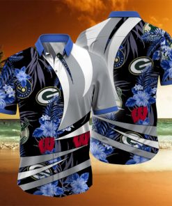 Wisconsin Sports Tropical Flower Hawaiian Shirt, Wisconsin Sports Hawaiian Shirt