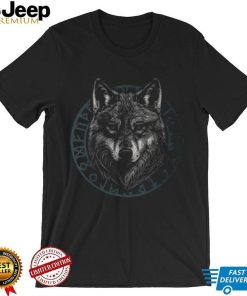 Wolf With Blue Eyes Viking Runes Animal Graphic T Shirt