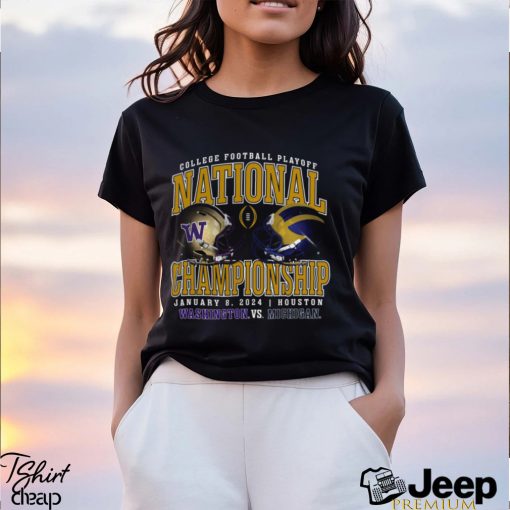 Women’s Fanatics Branded Black Michigan Wolverines vs. Washington Huskies College Football Playoff 2024 National Championship Matchup Focus Execute Win V Neck T Shirt