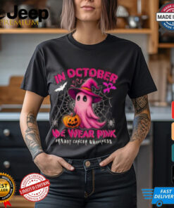 Womens October Breast Cancer Awareness Shirt, Halloween Pink Ribbon Support Tee