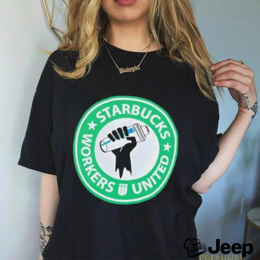 Workers united Starbucks logo parody shirt