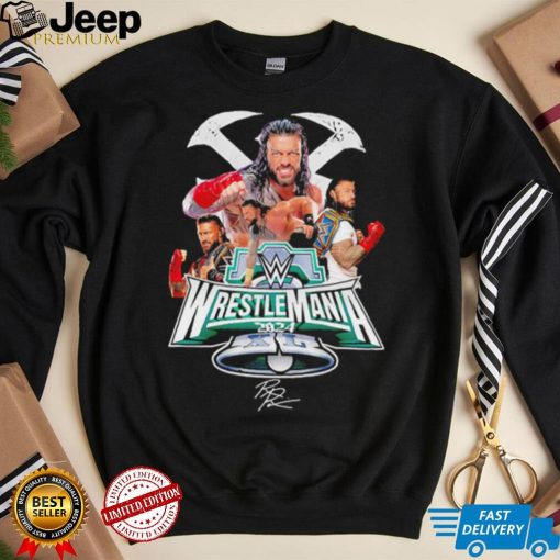 WrestleMania 2024 Roman Reigns professional wrestler signature shirt