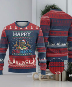 Xmas Hanukkah Ugly Christmas Sweater Happy Chrismukkah Funny Jewish Chanukah