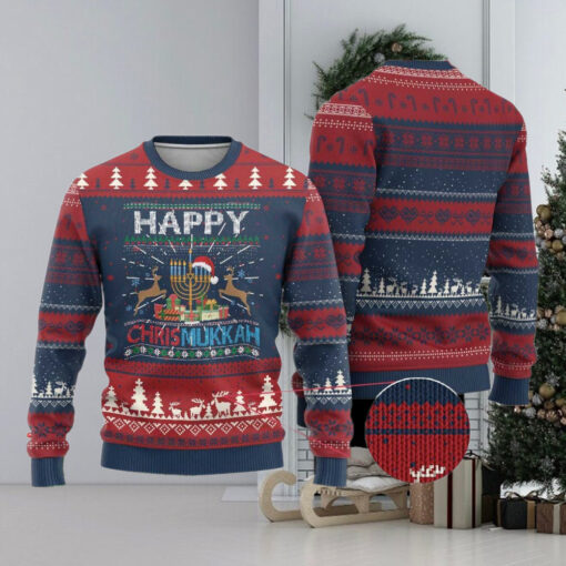 Xmas Hanukkah Ugly Christmas Sweater Happy Chrismukkah Funny Jewish Chanukah