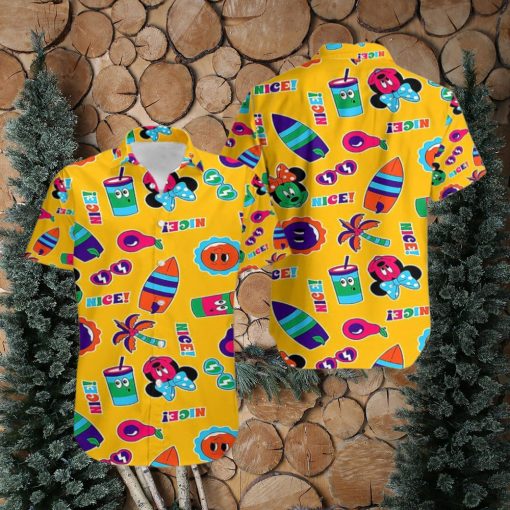 Yellow Mickey Mouse Hawaiian Shirt Print For Summer