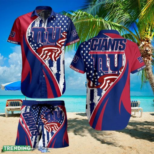 York Giants NFL Vintage US Flag Graphic Hawaiian Shirt And Short For Best Fans Gift New Trending Beach Holiday