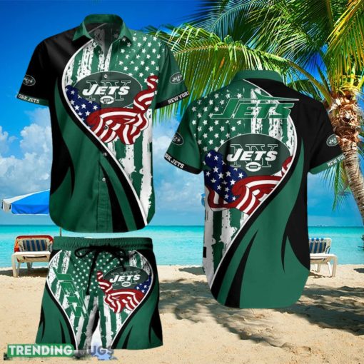 York Jets NFL Vintage US Flag Graphic Hawaiian Shirt And Short For Best Fans Gift New Trending Beach Holiday