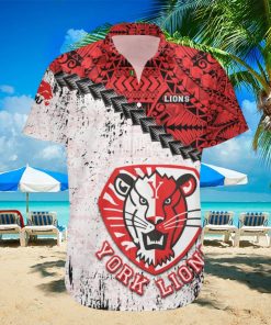 York Lions Ca Cis Grunge Polynesian Tattoo Pattern Hawaiian Shirt For Fans