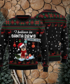 Yorkshire Terrier Santa Paw Black Funny Christmas Sweaters For Adults