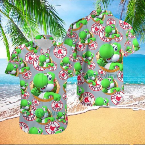 Yoshi Mario Boston Red Sox Grey Bulk Hawaiian Shirts