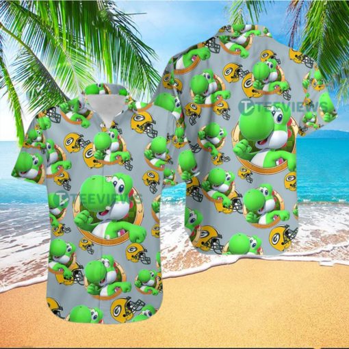 Yoshi Mario Green Bay Packers Nfl Grey Vintage Aloha Shirts