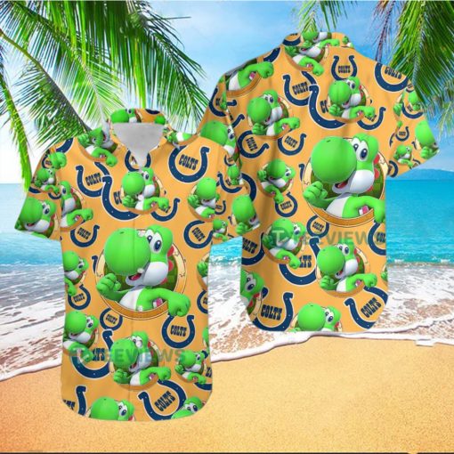 Yoshi Mario Indianapolis Colts Orange Mens Funny Hawaiian Shirts