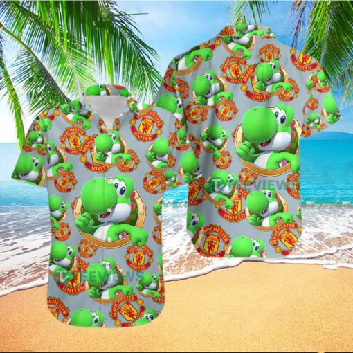Yoshi Mario Manchester United Club Grey Classy Hawaiian Shirts