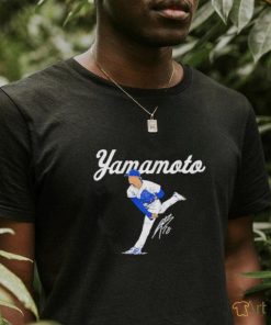 Yoshinobu Yamamoto Los Angeles Dodgers ace pose signature shirt