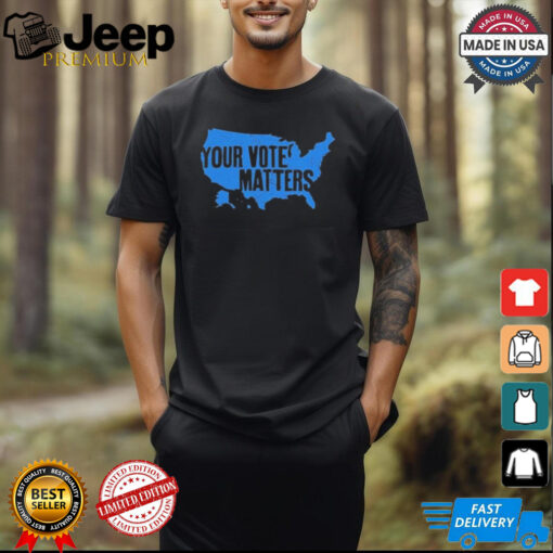 Your vote matters blue map T shirt