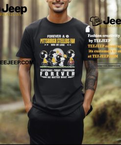 Official Peanuts Characters Walking Forever A Pittsburgh Steelers Fan Win Or Lose Yesterday Today Tomorrow Forever No Matter What Shirt