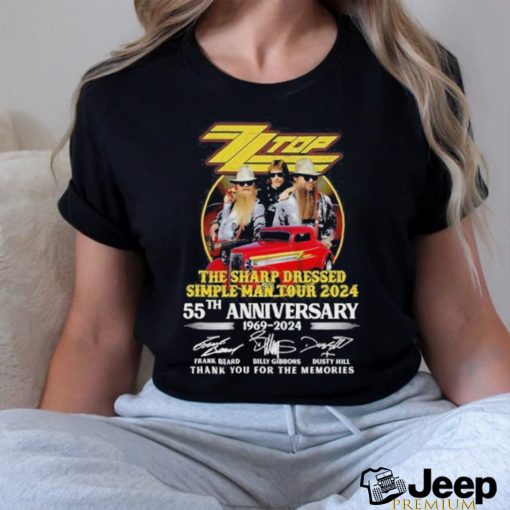 ZZ Top Sharp Dressed Simple Man Tour 2024 55th Anniverasry 1969 2024 Thank You For The Memories Shirt