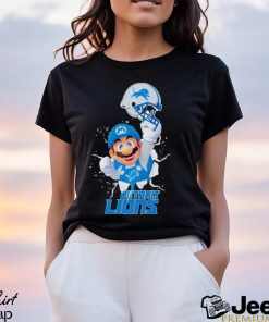 Super Mario Detroit Lions football helmet shirt