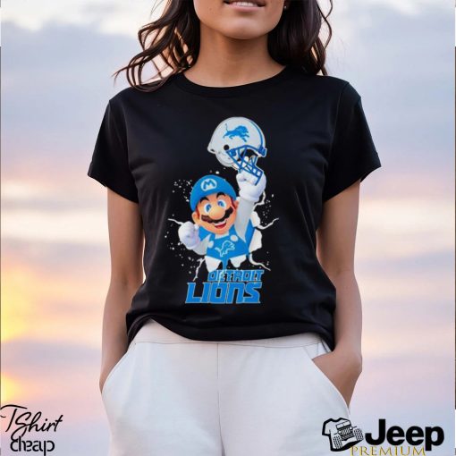 Super Mario Detroit Lions football helmet shirt