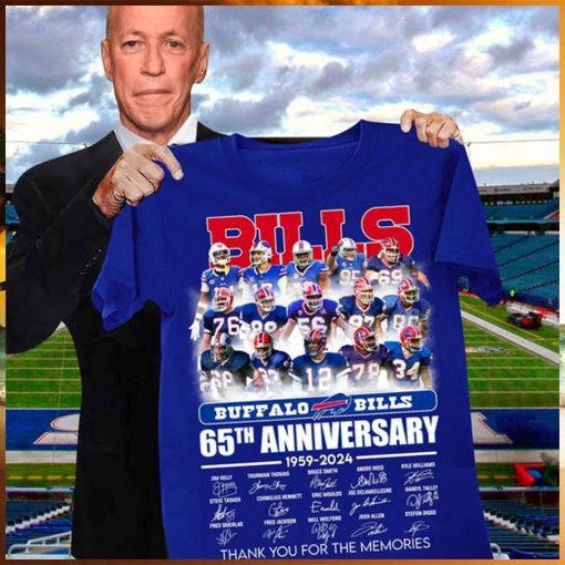 buffalo bills 65th anniversary 1959 2024 name signature thank you for the memories shirt