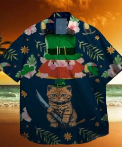 cats and shamrock at st patrick day hawaiian shirt designer