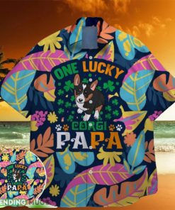 corgi papa funny charm green shamrock bigfoot st paddys vibes on st patrick day hawaiian shirt