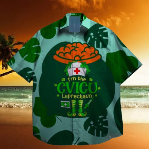 cvicu lucky shamrock leprechaun st patrick day hawaiian shirt