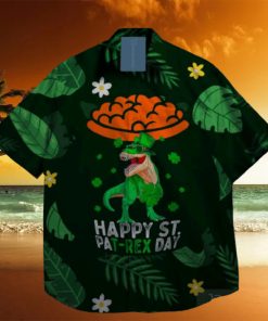 dinosaur lucky shamrock leprechaun st patrick day hawaiian shirt