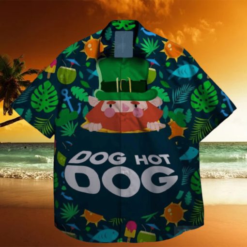 dog hot dog st patrick day hawaiian shirt