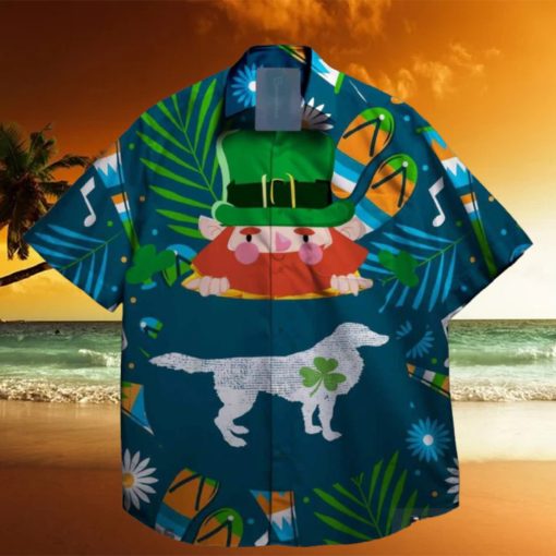 dog with shamrock st patrick day hawaiian shirt