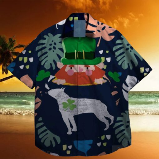 dogs and shamrock at st patrick day hawaiian shirt floral