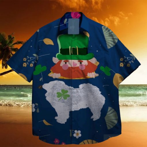 dogs and shamrock at st patrick day hawaiian shirt