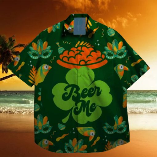 drink beer lucky leprechaun st patrick day hawaiian shirt designer