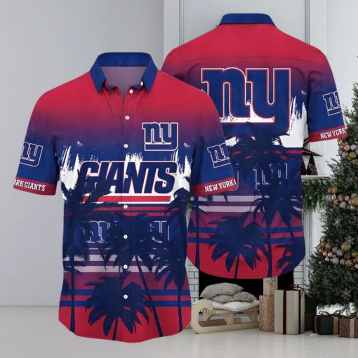 NFL Summer NY Giants Hawaiian Shirt Tropical Pattern Graphic For Sports Enthusiast