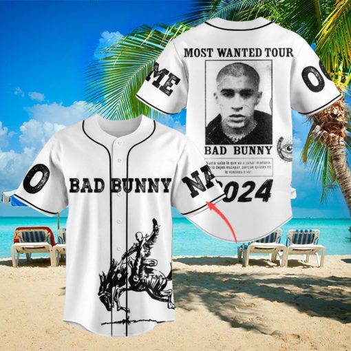 Bad Bunny Most Wanted Tour 2024 Personalized Baseball Jersey