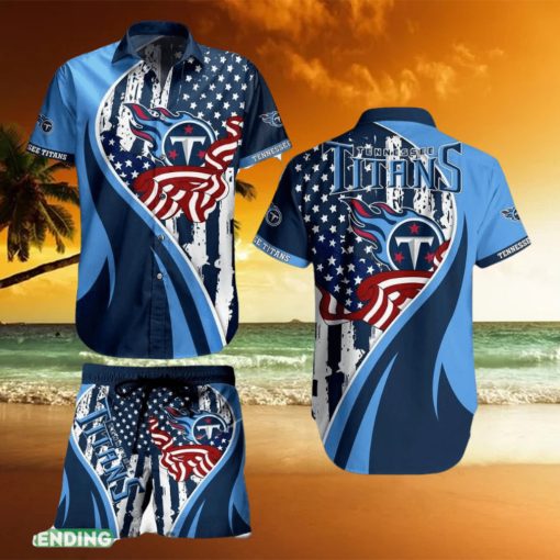 Tennessee Titans NFL Vintage US Flag Graphic Trends Hawaiian Shirt And Short For Men Women Gift Summer Beach Team Holiday