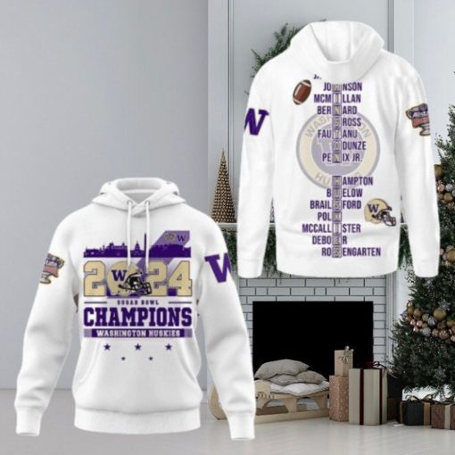 2024 Sugar Bowl Champions Washington Huskies White 3D Hoodie