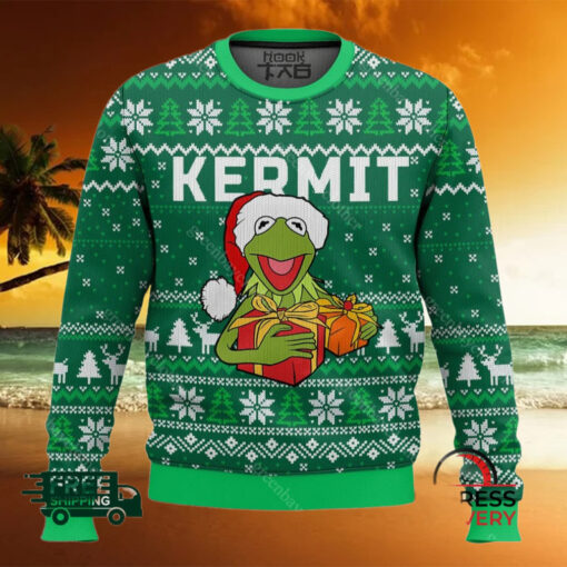 kermit the muppet show ugly christmas sweater