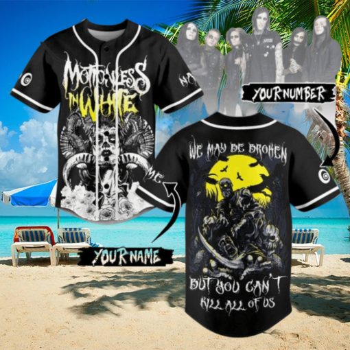 motionless in white we may be broken but you cant kill all of us custom baseball jersey