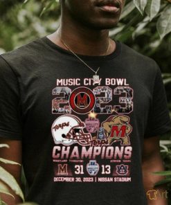 Music City Bowl 2023 Champions Maryland Terrapins 31 – 13 Auburn Tigers December 30, 2023 Nissan Stadium T Shirt