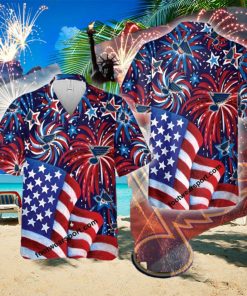 Limited NHL St. Louis Blues US Flag Pattern Firework Memory Men Women AOP Hawaiian Shirt