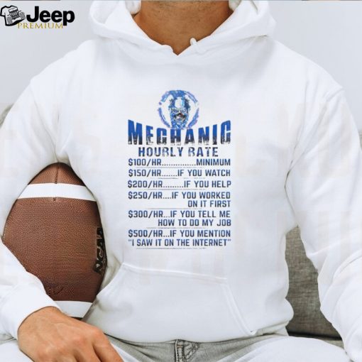 Funny mechanic hourly rate car auto repairman shirt