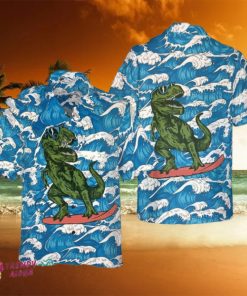 Surfing T Rex Dinosaur Hawaiian Shirt