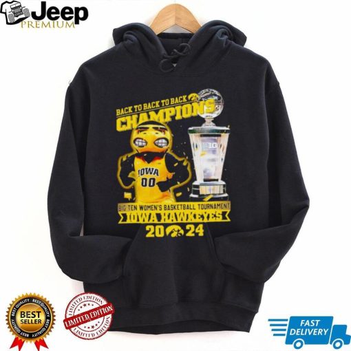 Herky the Hawk mascot Iowa Hawkeyes back to back to back Champions 2024 shirt